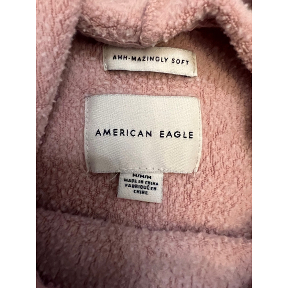 AMERICAN EAGLE Black Grey & Pink Colour Blocked Hooded Pullover Sweatshirt M - Picture 7 of 8